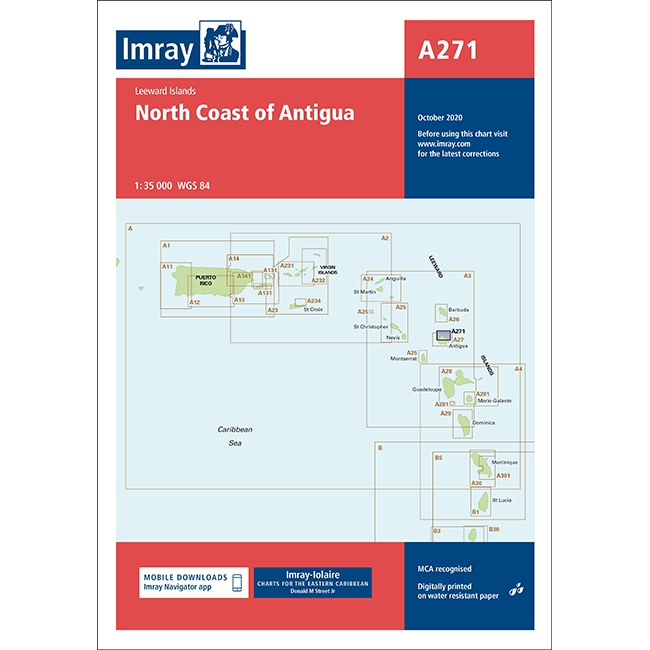 CARTE IMRAY A271 CARAIBES : NORTH COAST OF ANTIGUA