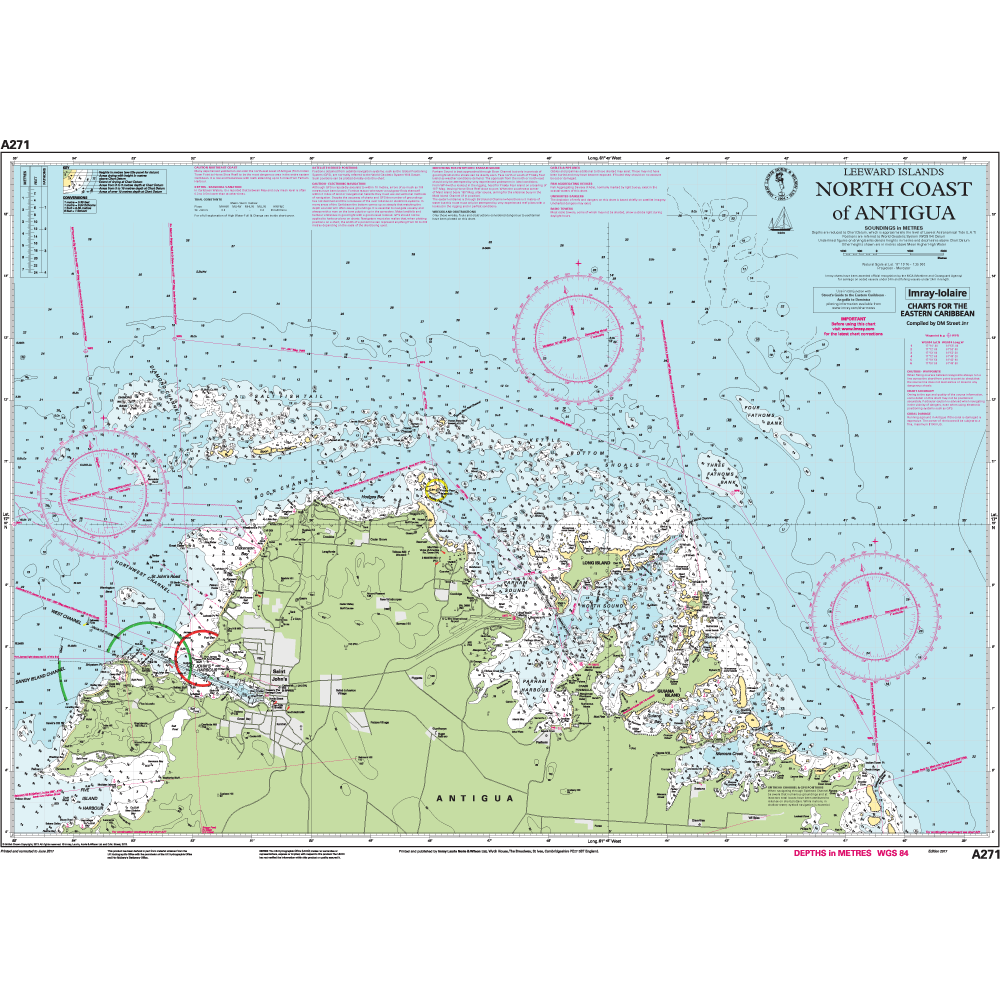 CARTE IMRAY A271 CARAIBES : NORTH COAST OF ANTIGUA