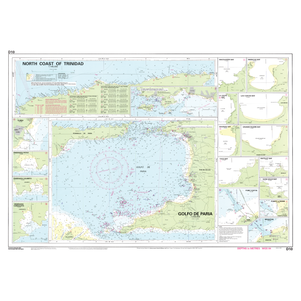 CARTE IMRAY D10 CARAIBES : NORTH COAST OF TRINIDAD AND GOLFO DE PARIA