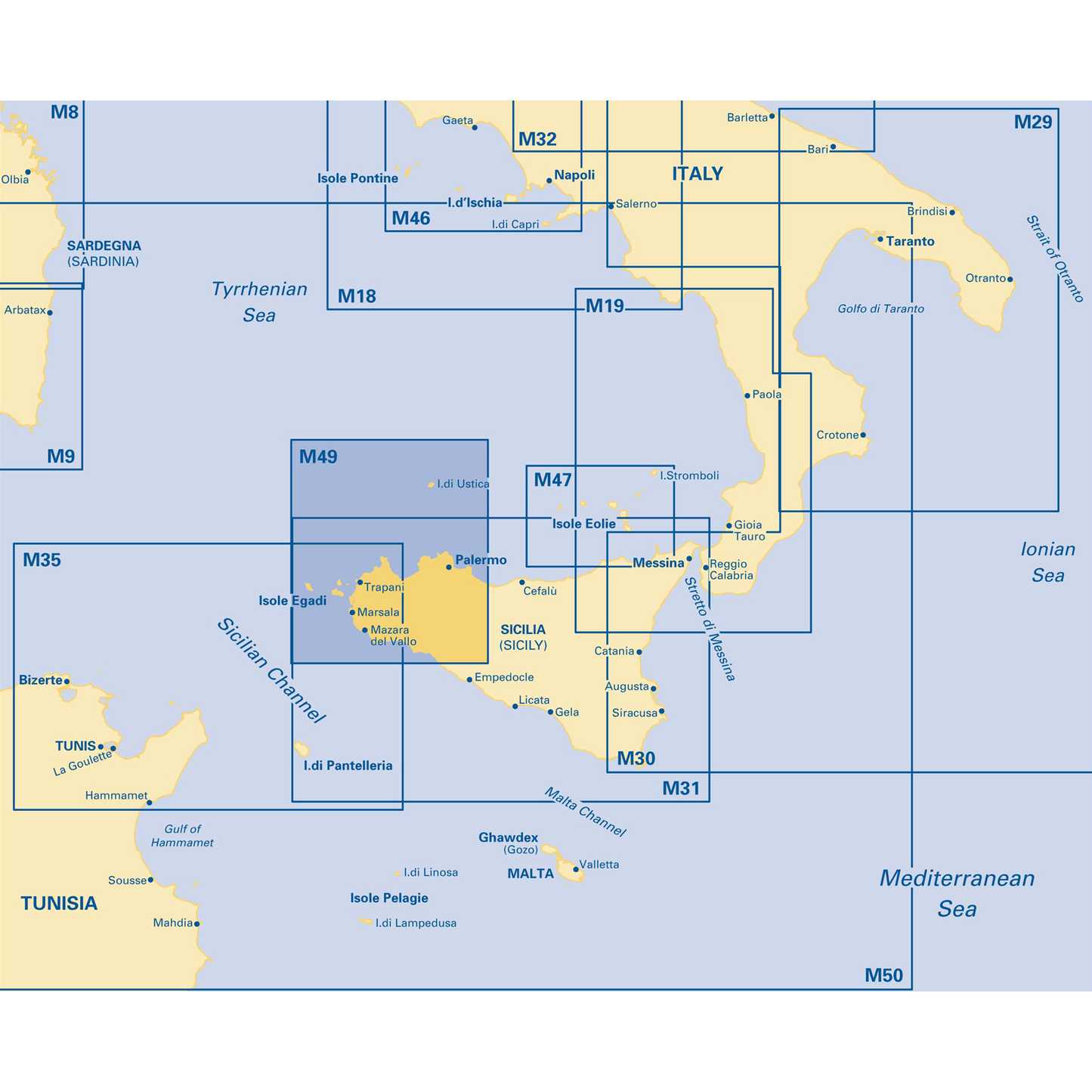 CARTE IMRAY M49 ITALIE : WEST SICILY AND EGADI ISLANDS