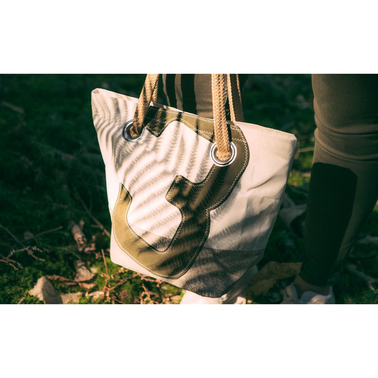 SAC A MAIN LEGENDE DACRON LIN CUIR KAKI 727 SAILBAGS