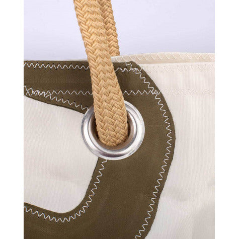 SAC A MAIN LEGENDE DACRON LIN CUIR KAKI 727 SAILBAGS