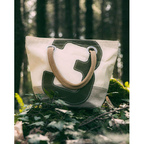 SAC A MAIN LEGENDE DACRON LIN CUIR KAKI 727 SAILBAGS