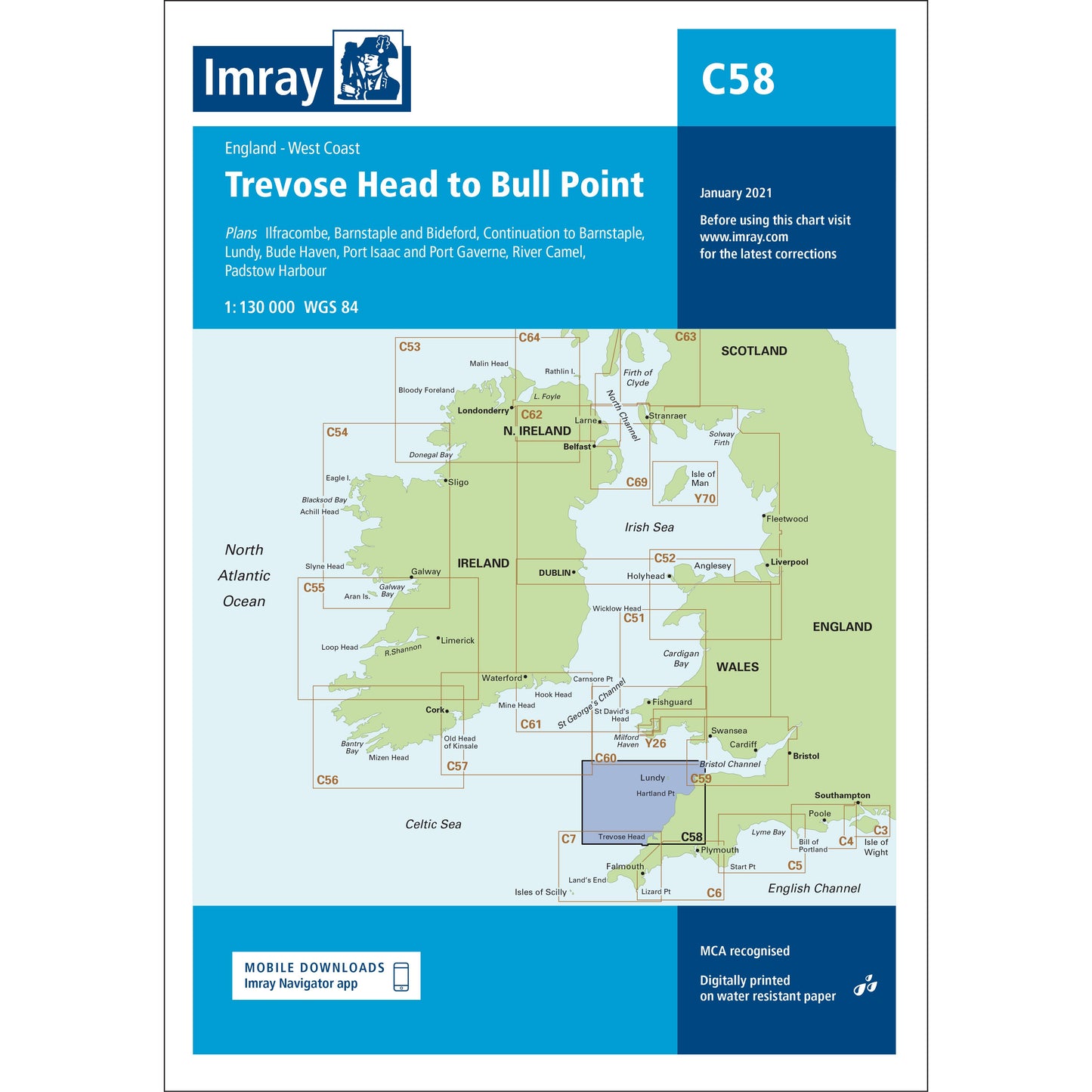 CARTE IMRAY C58 TREVOSE HEAD TO BULL POINT