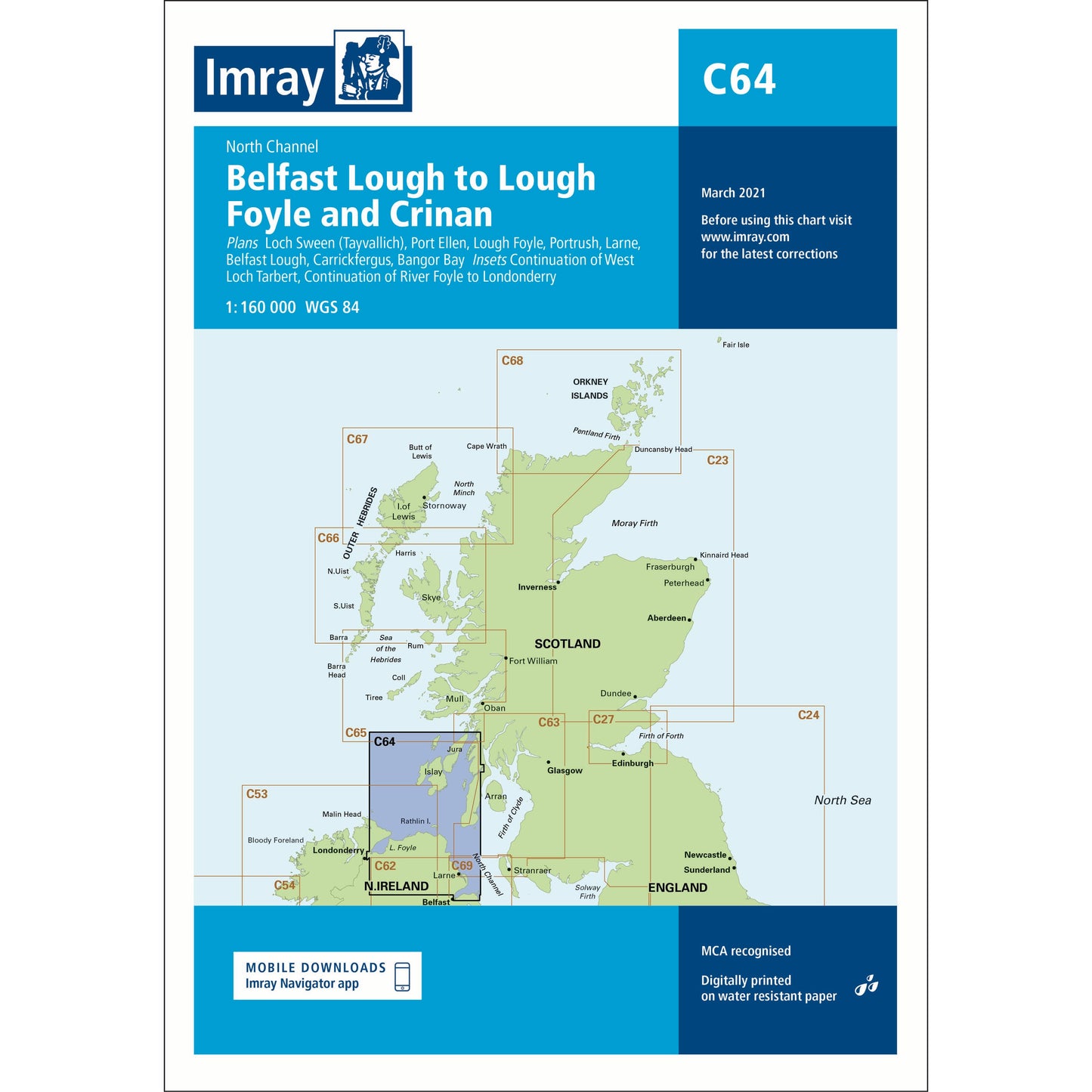 CARTE IMRAY C64 BELFAST LOUGH TO LOUGH FOYLE AND CRINAN