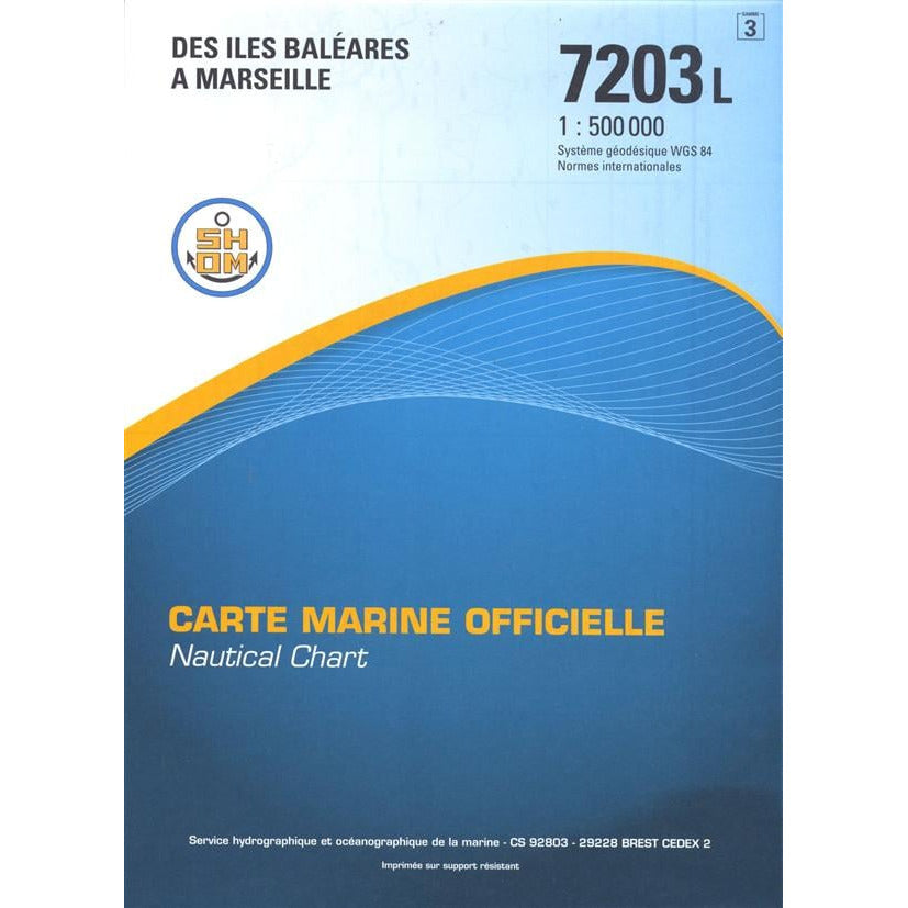 CARTE SHOM 7203L DES ILES BALÉARES À MARSEILLE