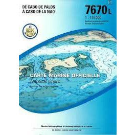 CARTE SHOM 7670L COTE SE ESP. CAP PALOS-CAP NAO
