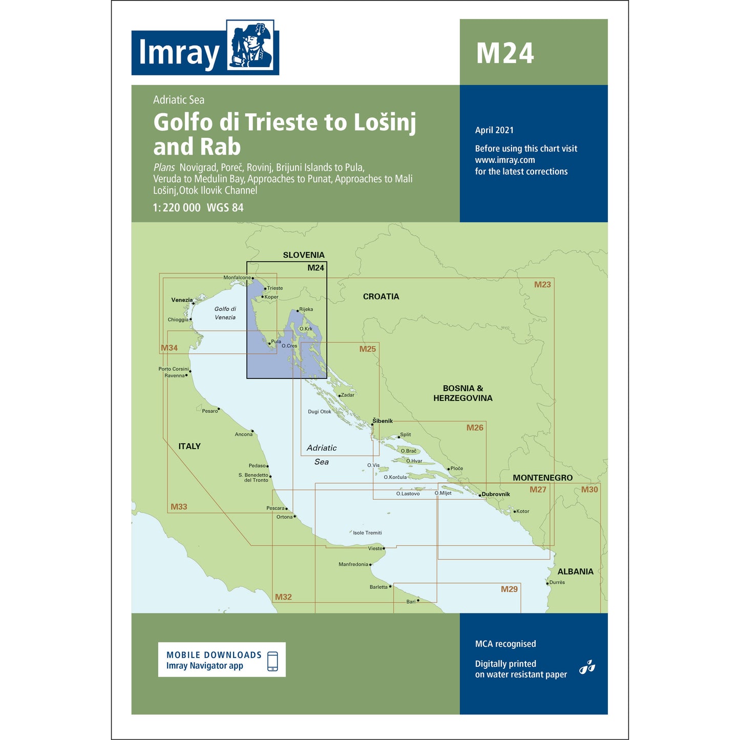 CARTE IMRAY M24 GOLFI DI TRIESTE TO LOSINJ AND RAB