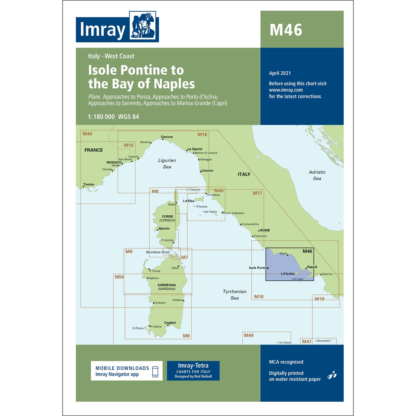 CARTE IMRAY M46 ISOLE PONTINE TO THE BAY OF NAPLE