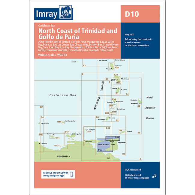 CARTE IMRAY D10 CARAIBES : NORTH COAST OF TRINIDAD AND GOLFO DE PARIA