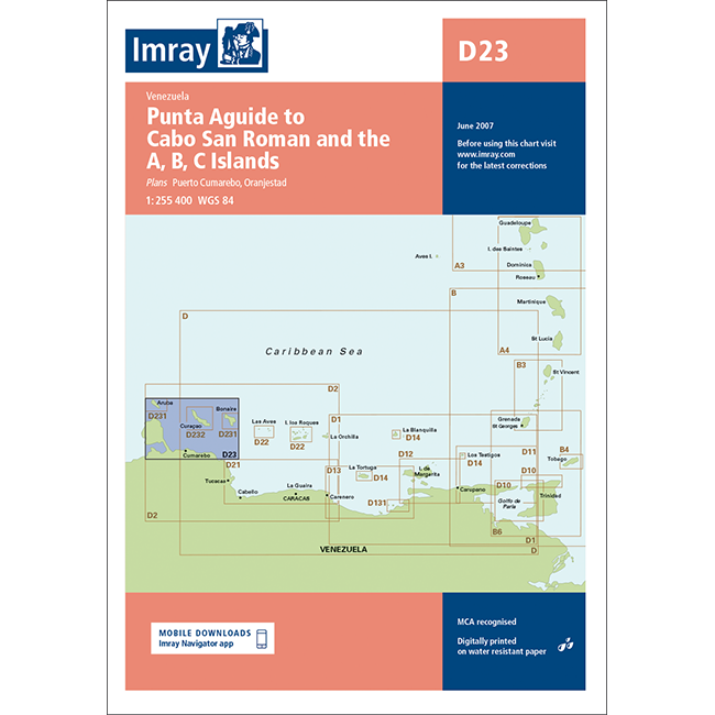 CARTE IMRAY D23 COTE OUEST VENEZUELA PUNTA AGUIDE TO CABO SAN ROMAN AND THE A, B, C ISLANDS