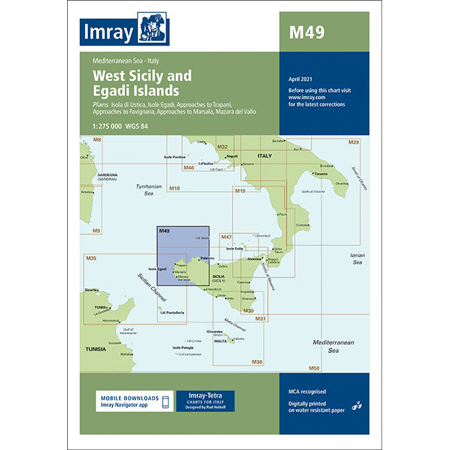 CARTE IMRAY M49 ITALIE : WEST SICILY AND EGADI ISLANDS