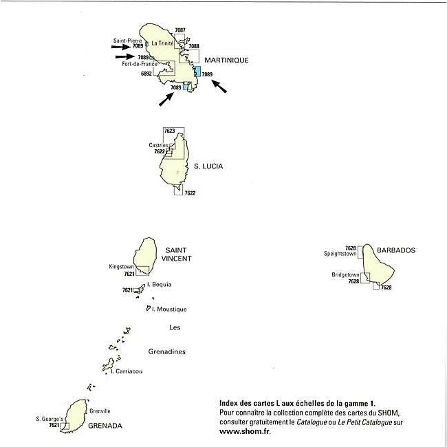 CARTE SHOM 7089L ST-PIERRE, CASE-PILOTE, CUL-DE-SAC DU MARIN, BAIE DU VAUCLIN