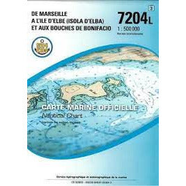 CARTE SHOM 7204L MARSEILLE-ELBE-BONIFACIO