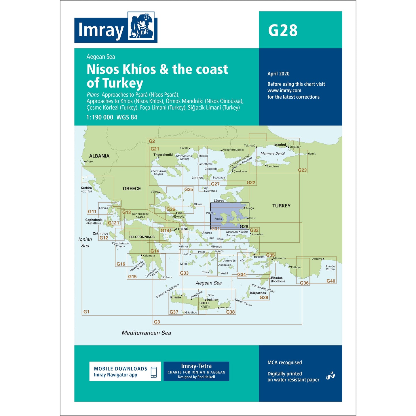 CARTE IMRAY G28 NISOS KHIOS & COAST OF TURKEY