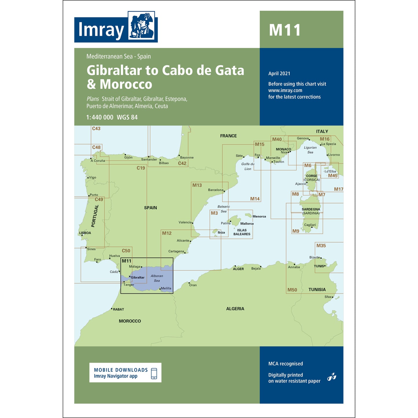CARTE IMRAY M11 GIBRALTAR TO CABO DE G. & MAROCCO