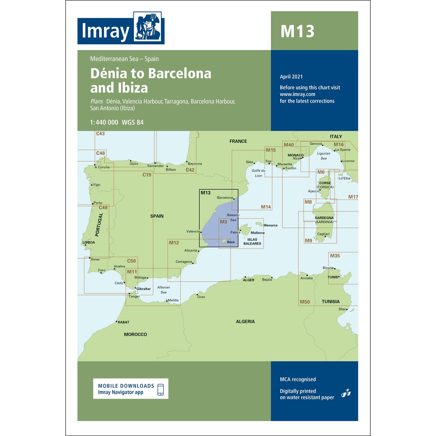 CARTE IMRAY M13 ESPAGNE : DENIA TO BARCELONA & IBIZA