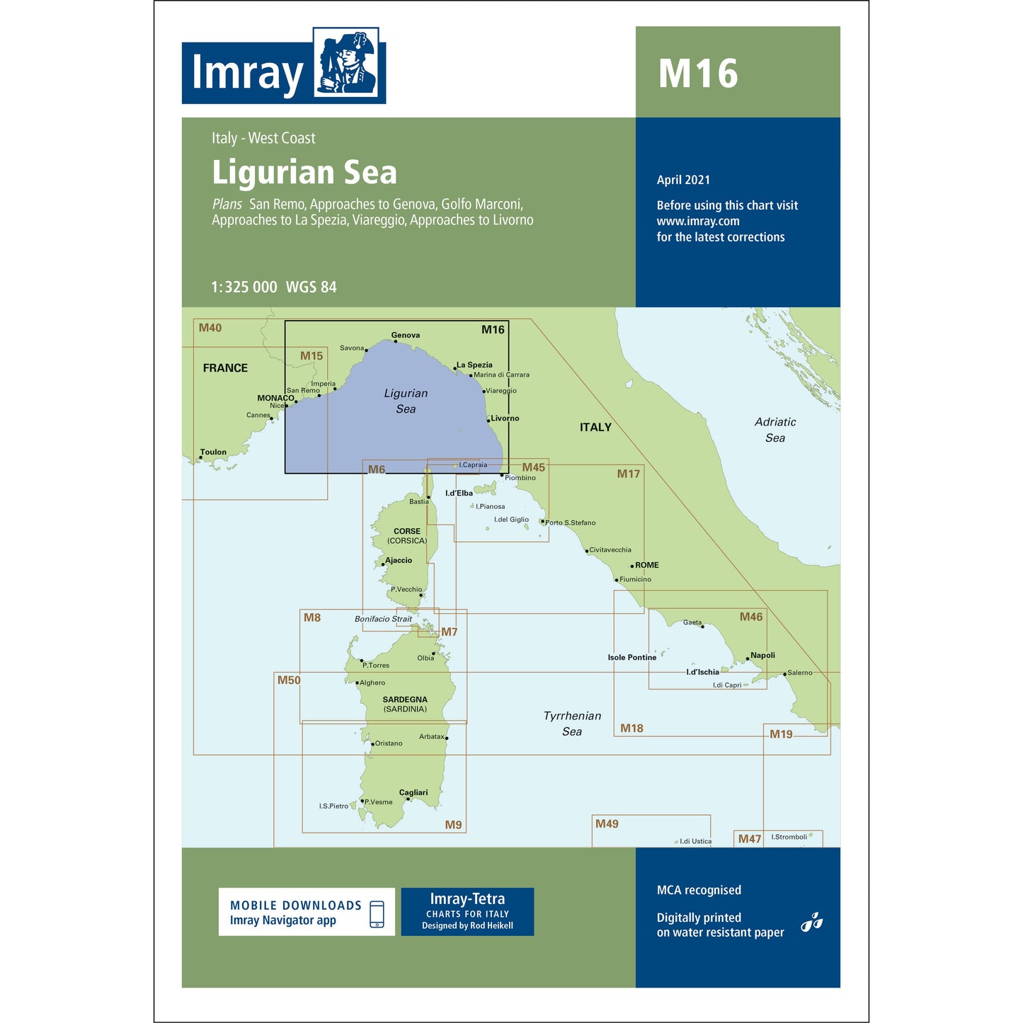 CARTE IMRAY M16 LIGURIAN SEA