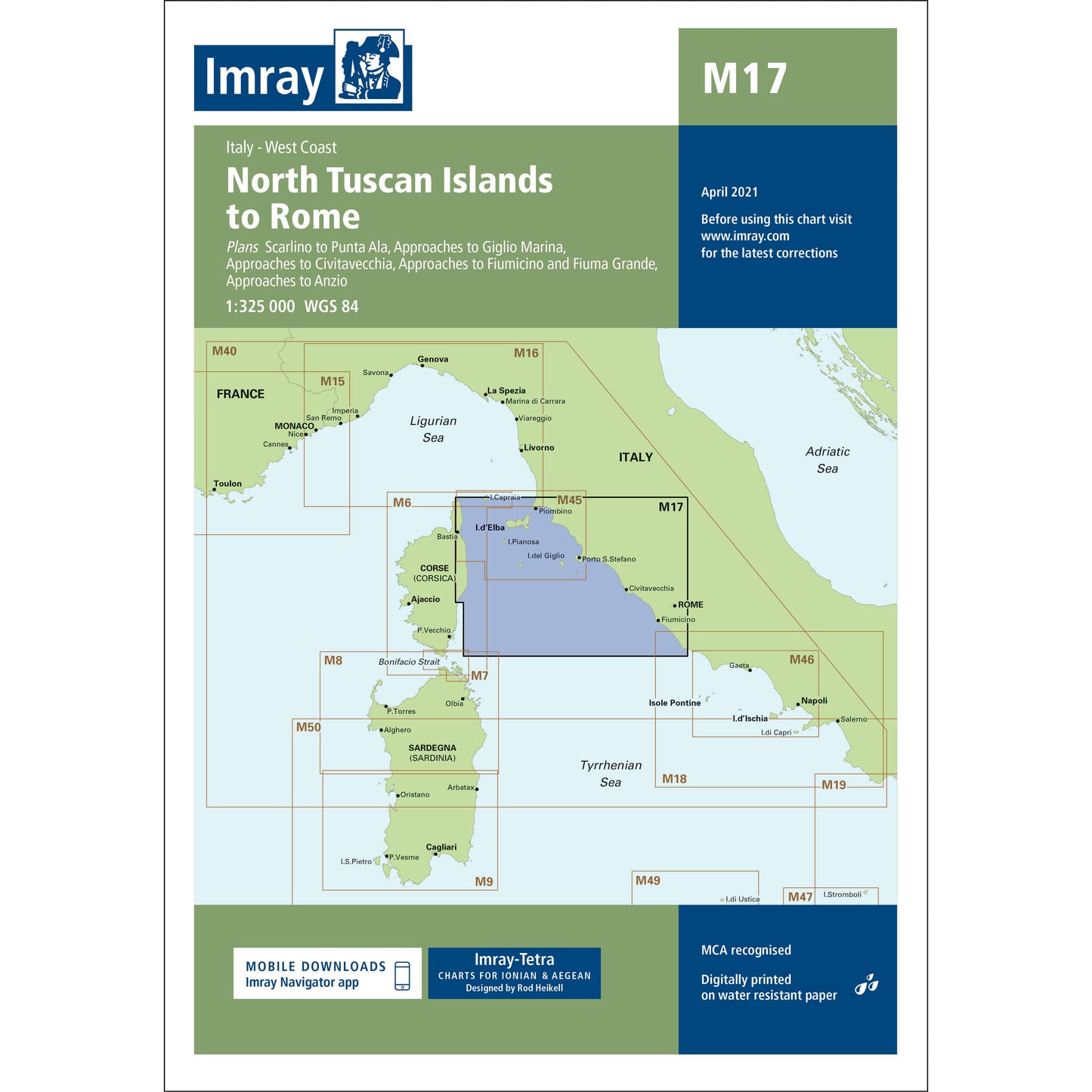 CARTE IMRAY M17 NORTH TUSCAN ISLANDS TO ROME