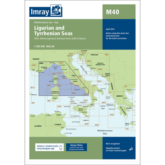 CARTE IMRAY M40 LIGURIAN TO TYRHENNIAN SEA