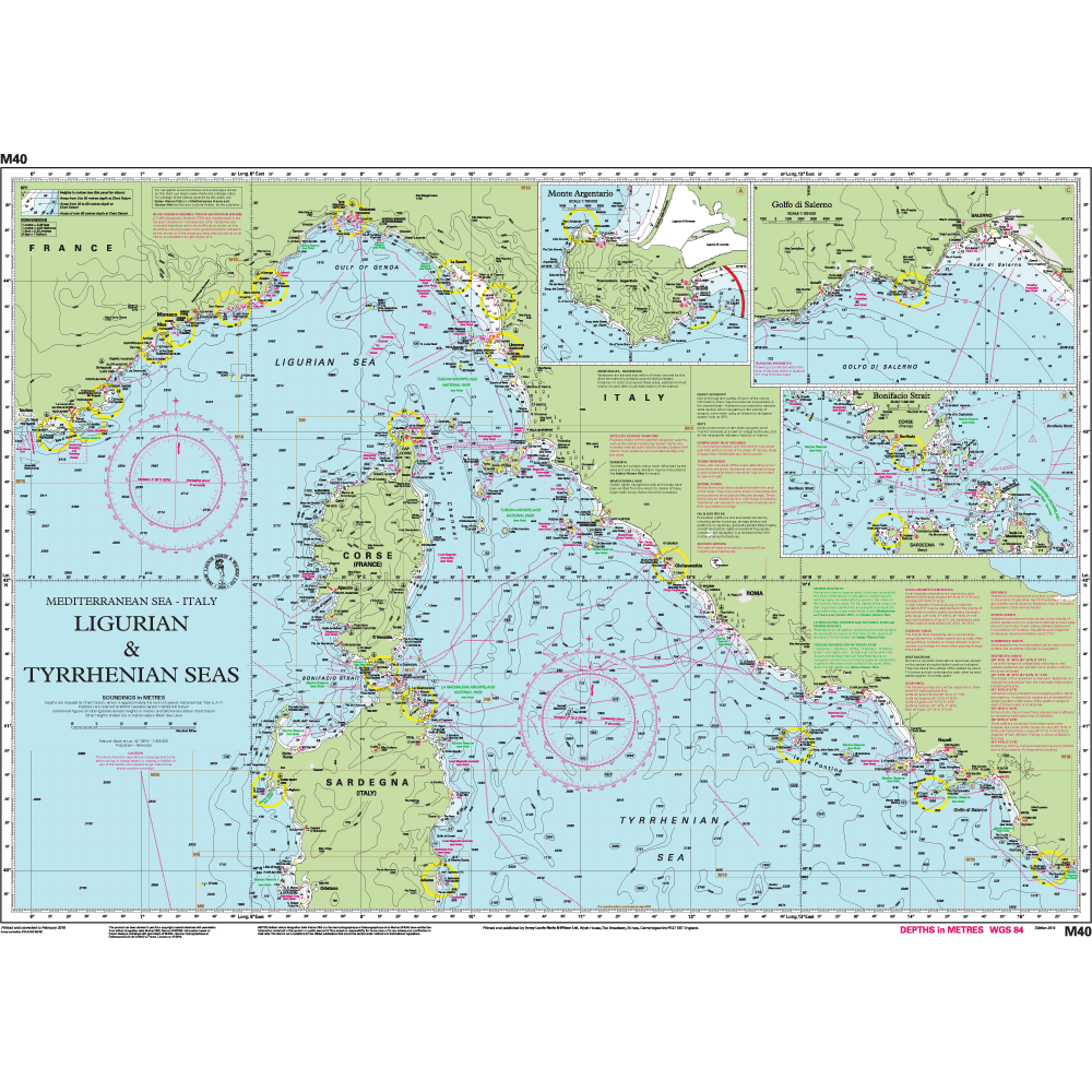 CARTE IMRAY M40 LIGURIAN TO TYRHENNIAN SEA